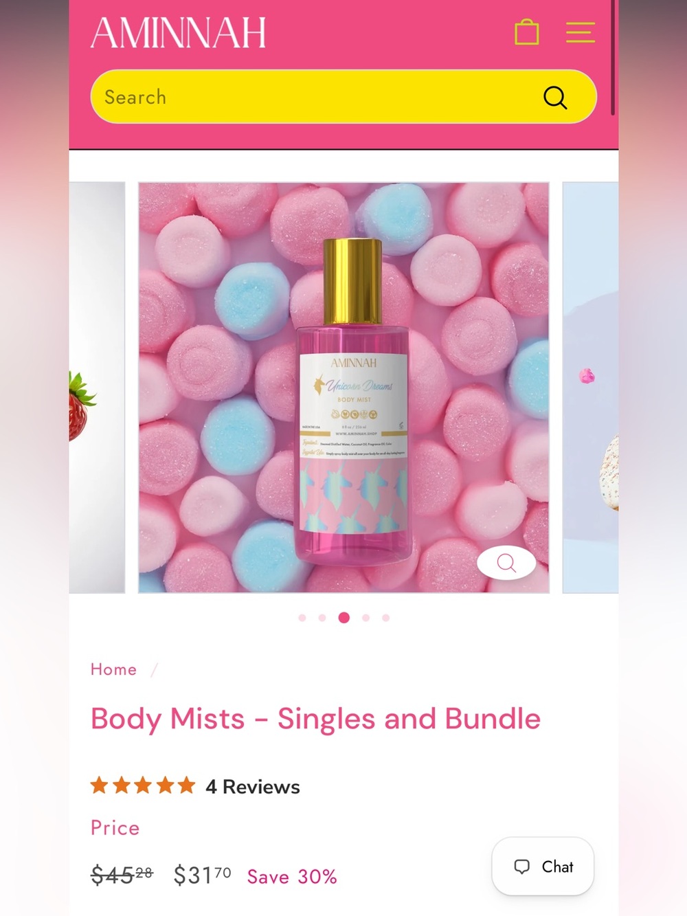 AMINNAH Unicorn Dreams Pink Body Mist - Picture 2 of 5